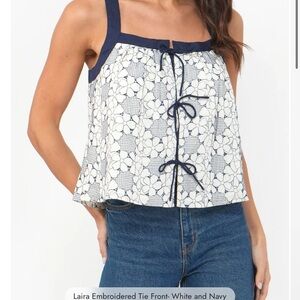 NWT!! Greylin Laira Tie Front White and Navy